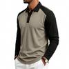 Herren American Style Lockerer Farbblock Casual Umlegekragen Langarm Golf Poloshirt