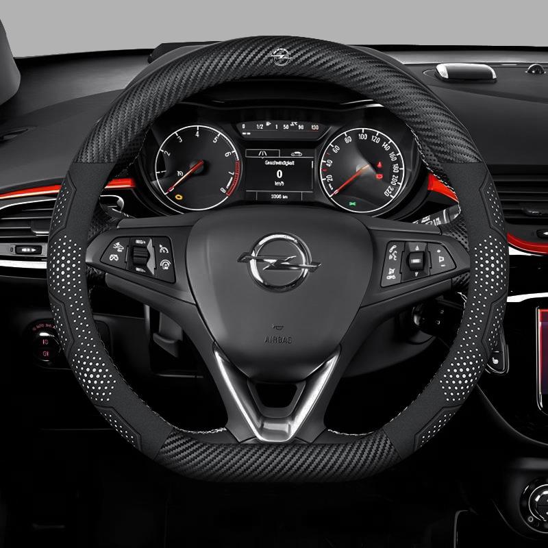 For Opel OPCline ASTRA CORSA INSIGNIA MOKKA VECTRA GTC Tigra Carbon Fiber Suede Leather Car Steering Wheel Cover Accessories