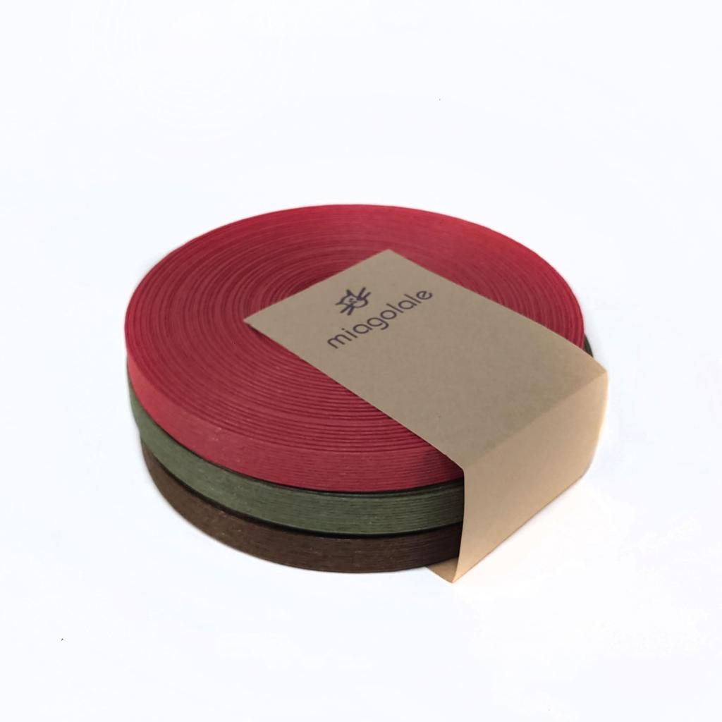 miagolale Craft Band, 20m, 3-Pack, Craft Supplies, Paper Craft Band (Moss Green, Wood Brown, Red)