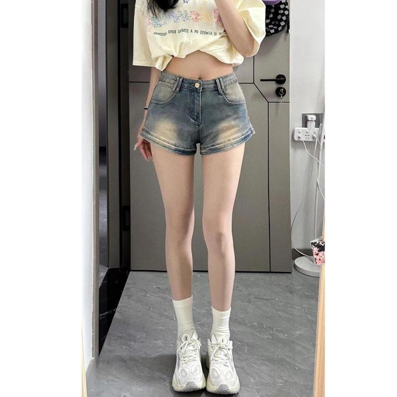 Women s High-Waist Blue Denim A-Line Shorts - Slim Fit, Wide-Leg, Petite Summer Style M