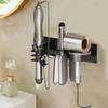 3 In 1 Hair Dryer Bracket Aluminum Toilet Blower Holder Curling Iron Shelf Bathroom