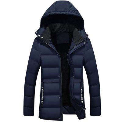 Winterjas voor heren Plus fluweel dikker gewatteerd jack met capuchon Warme halflange jas voor heren