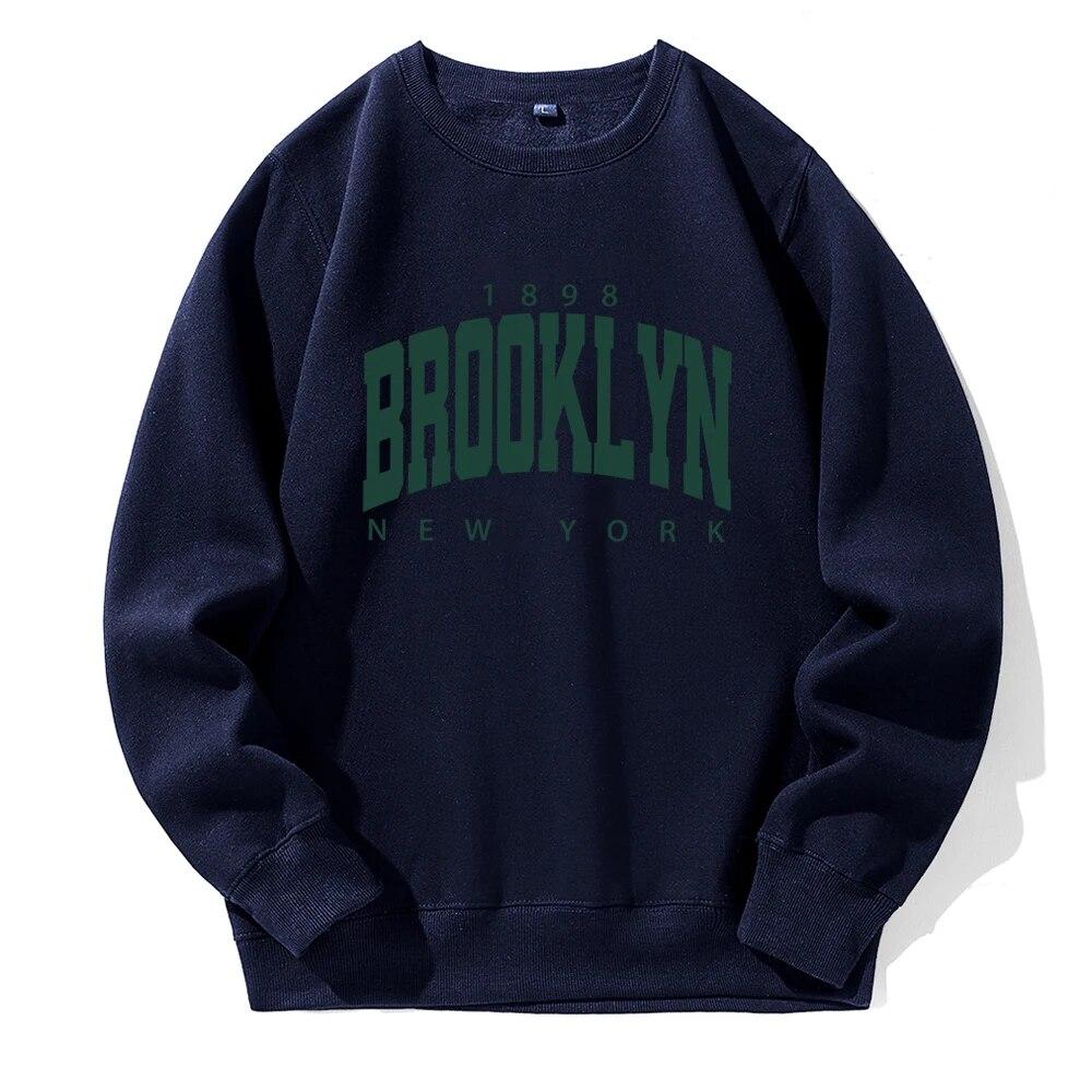 Brooklyn 1898 New York Letter Print Unisex Fleece s kapucí Měkký teplý svetr Móda Klasické Mikiny Sportovní Originální Mikiny s kapucí do O-Neck