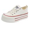Niche high-value thick-soled heightening canvas shoes for women's 2025 new little white shoes ins student versatile low-top board shoes