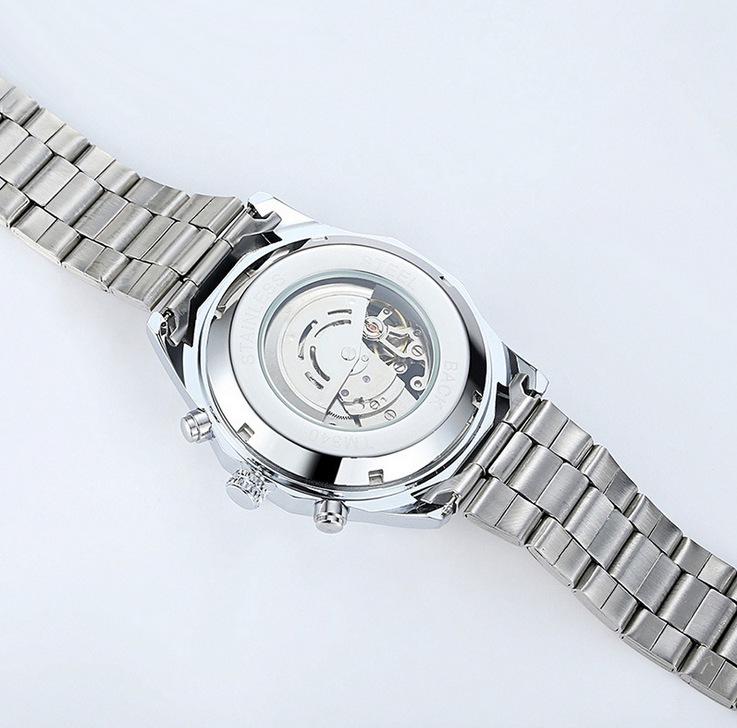 Best-Selling Men's Automatic Skeleton Watch, Stainless Steel Large Dial Luminous Design