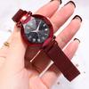 Women Sky Starry Luminous Watch Roman Numerals Quartz Watch Magnet Wristwatch