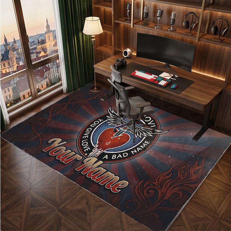 Bon Jovi Personalized Crystal Velvet Carpet, Customized Name Text Soft Anti‑Slip Rug for Living Room Bedroom