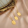Personalized Retro Exquisite Rose Pattern Oval Pendant Necklace Versatile Empress Dowager Personality Collarbone Chain Jewelry
