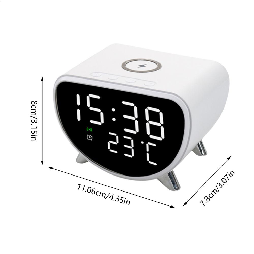 Alarm Clock With Wireless Charging Desk LED Alarm Clock With Temperature Meter Sleep Timer 15W Fast Wireless Charger Station