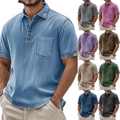 Herren Vintage Button-Down-Bowlinghemden Kurzarm Sommer Strandhemd