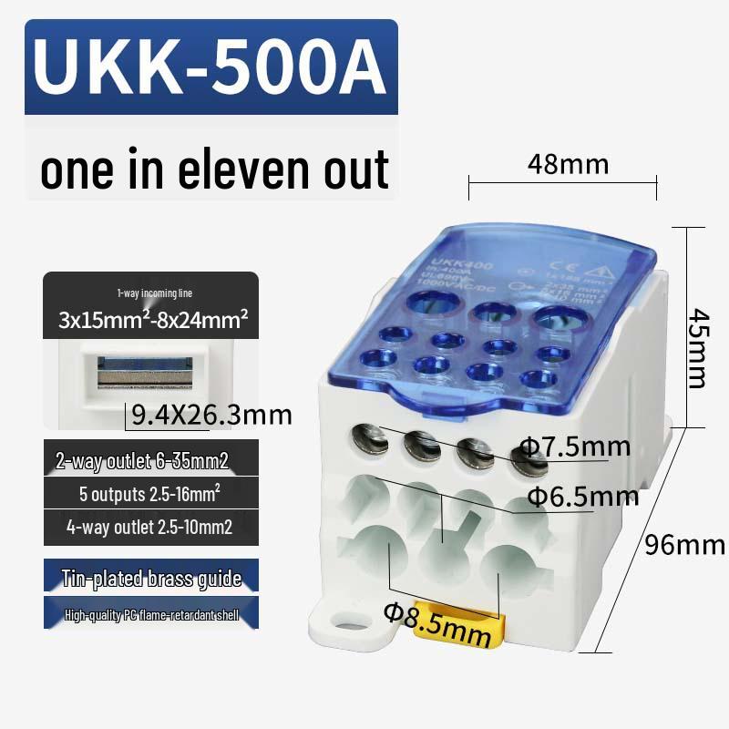 UKK Hochstrom-Anschlusskasten: Einpolige Schiene, Mehrfachausgangsverdrahtung