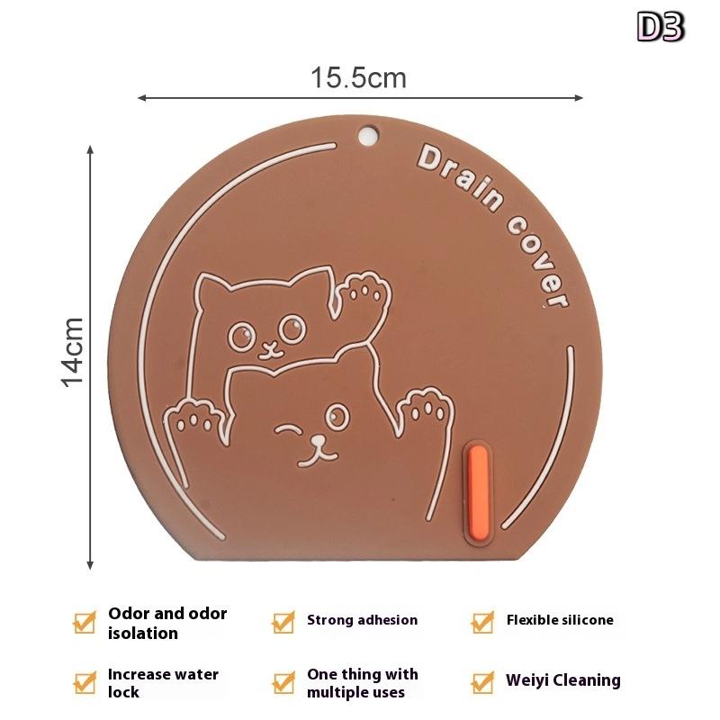Sewer Floor Drain Cover Deodorizer Bathroom Silicone Deodorant Mat Thickening Kitchen Toilet Toilet Insect-Proof Floor Drain Mat