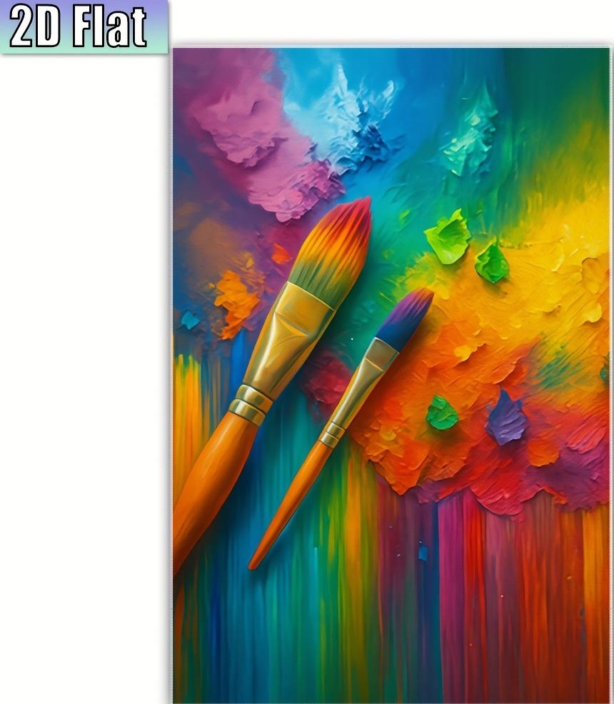 

3D Paint Brush Art Print Bath Towel Printing Colorful Palette Pattern Hand Towel Soft Absorbent Towel for Bathroom Art Studio W30*H60(CM)