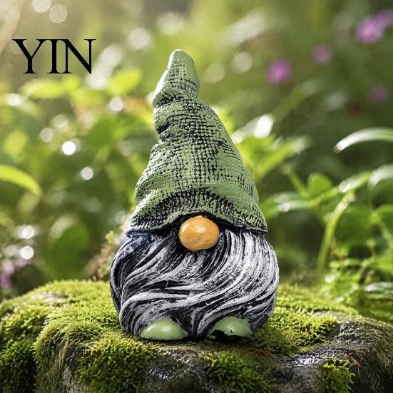 Miniature Landscaping Pieces Colorful Hat Gnome Resin Statue, Faceless Dwarf Figurine with Wrinkled Hat, Christmas Gifts Waterproof Garden Ornament,