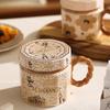 Girls Artistic Mug Retro Ceramic Cup with Lid Office Coffee Mug Couple Cup Water Cup