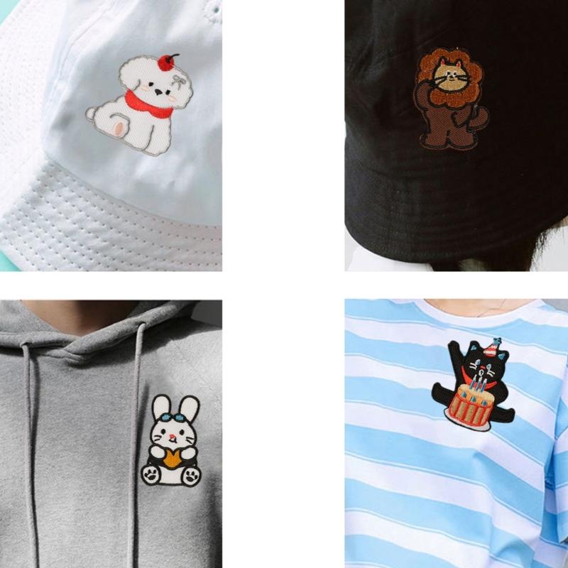 8 Pcs Cats Iron On Patches Applique Patches Cartoon Animal Repair Patches Lion Embroidery Patches for Jeans Decoration