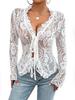 2026 Spring/Summer Women's Elegant Lace V-Neck Long-Sleeve Shirt