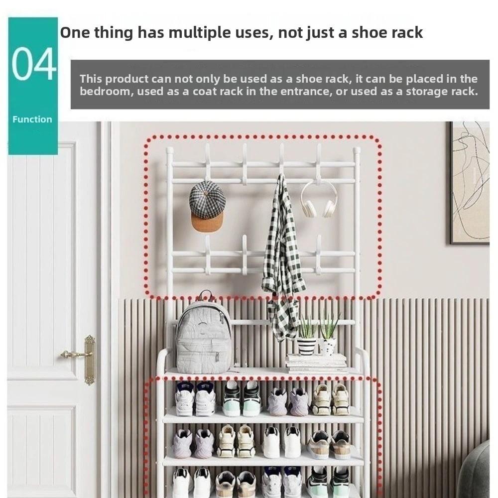 Multi-Layer Coat Rack 3-in-1 Metal Construction Shoe Rack Organizer Multifunction Freestanding Coats Hat Shelf Home Organization