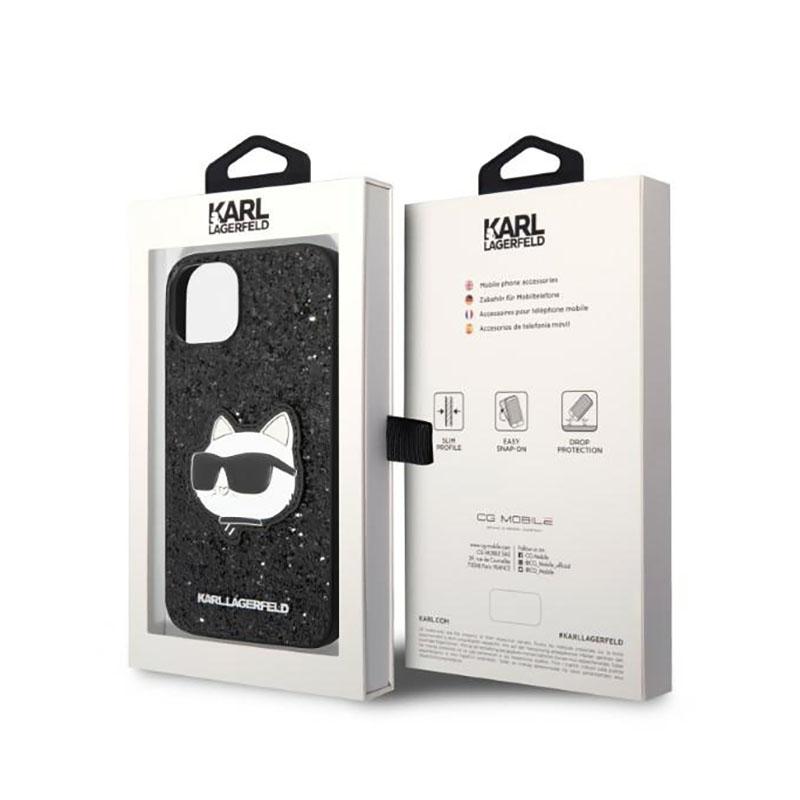 Karl Lagerfeld Nft Glitter Choupette Patch - Etui Iphone 14 Plus (Czarny)