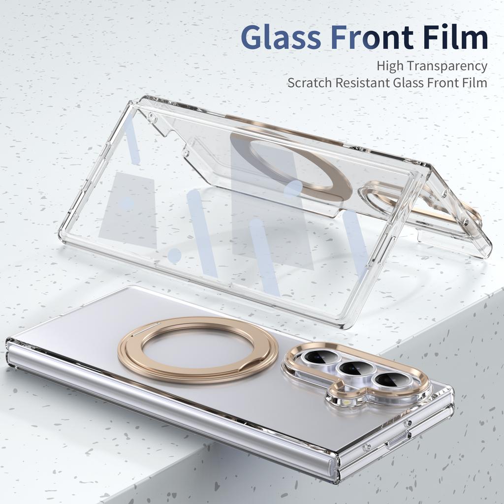 360 Swivel Bracket Magnetic Clear Case for Samsung Galaxy Z Fold 7 6 5 4 Shockproof for Magsafe Kickstand Screen Protector Cover