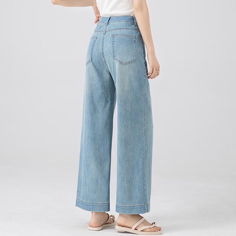 Fanzhen Women's High-Waist Loose Wide-Leg Cropped Denim Jeans