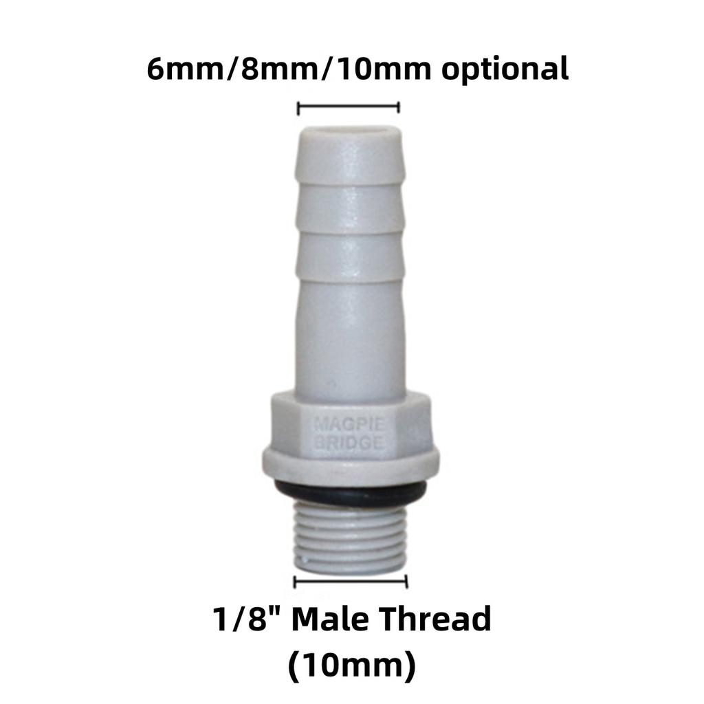 1/8" 1/4" 3/8" 1/2" Außengewinde zu 6/8/10/12mm Schlauchstutzen Gerader Verbinder Kunststoff Aquarium Luftpumpenanschluss Wasserrohradapter