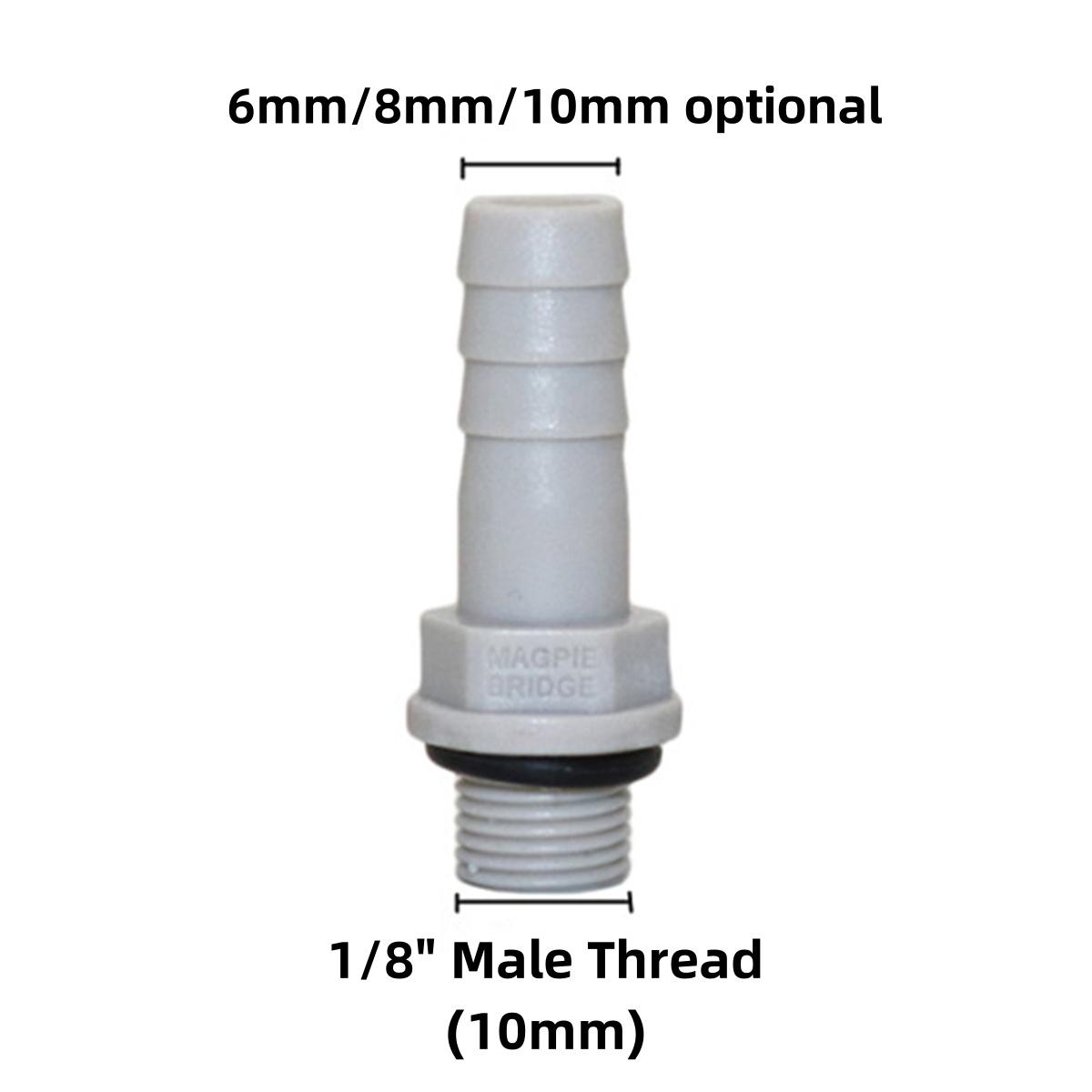 

1/8 1/4 3/8 1/2 Male Thread To 6/8/10/12mm Hose Barbed Straight Connector Plastic Aquarium Air Pump Joint Water Pipe Adapter 6mm&1Pc
