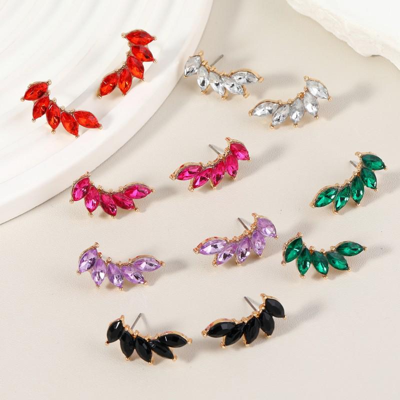 Trendy Rhinestone Wing Earrings: Stylish Crystal Flower Design