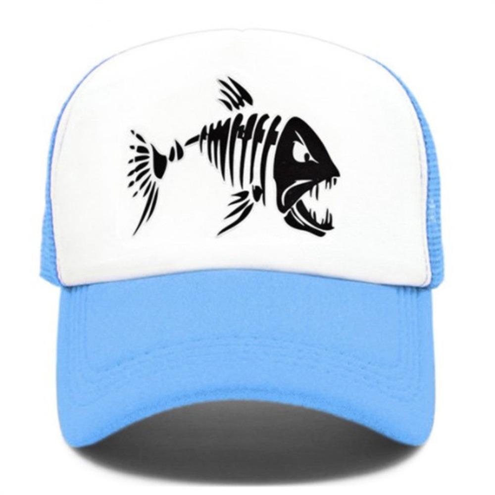 Popular Fish Bone Printed Mesh Hat Baseball Cap, Summer Sunshade Men's and Women's Vacation Sunscreen Hat