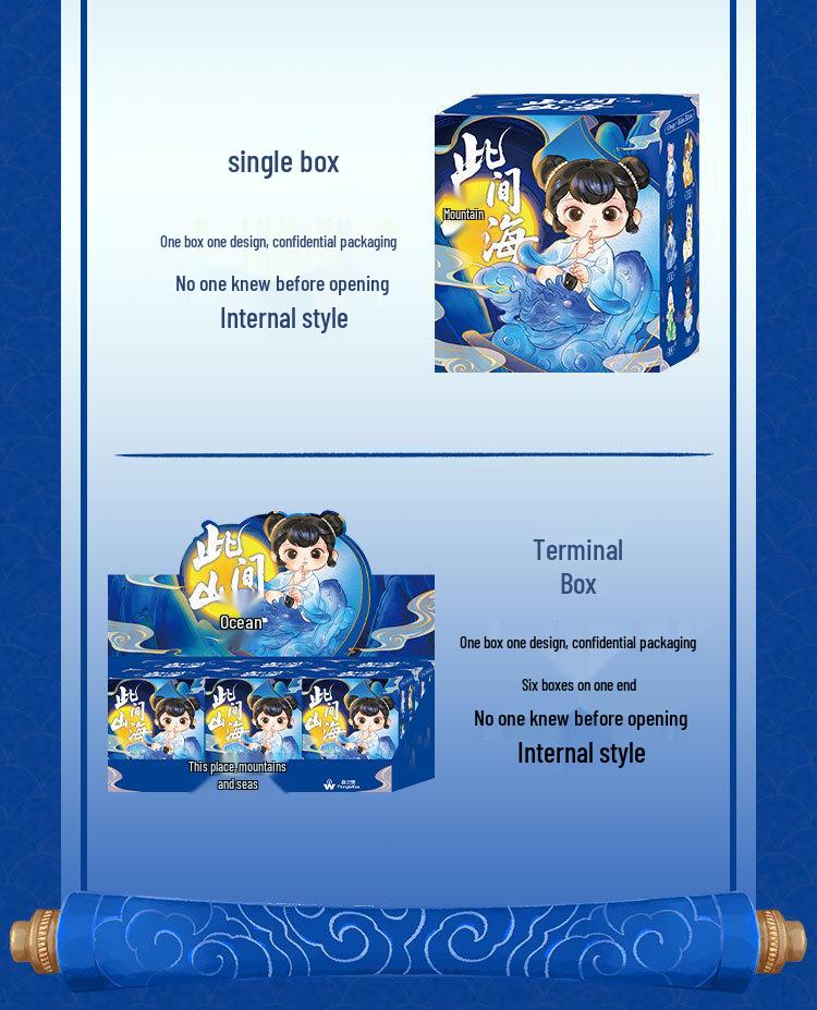 Kreative Verzierung im antiken Stil: Berg- und Meeresdesign Schreibtischdekoration - Niedliches Mädchengeschenk Blind Box