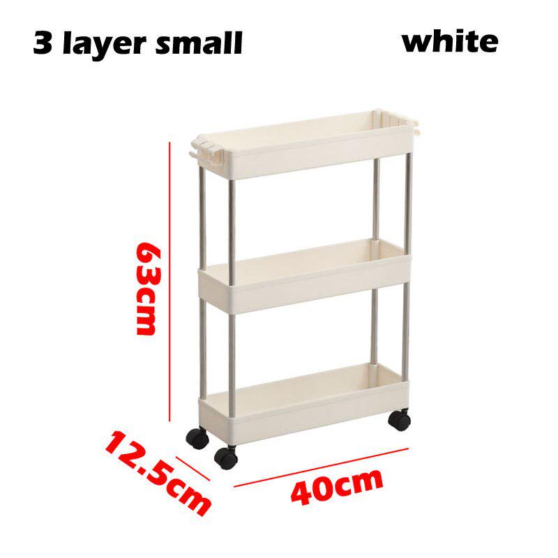 Scaffale da cucina a 3/4 strati Scaffale da bagno mobile in plastica con ruote Organizzatore salvaspazio