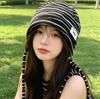 New Striped Headgear Wrap-around Bucket Hat Women's Spring and Summer UV Protection Sunshade Versatile Thin Sunscreen Hat