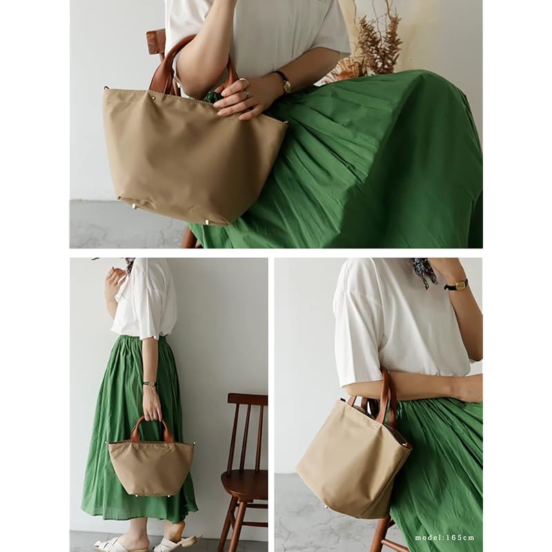 [VITAFELICE] Vita Felice genuine leather handle 2way mini nylon tote bag ladies vinb-9r010z (light beige)