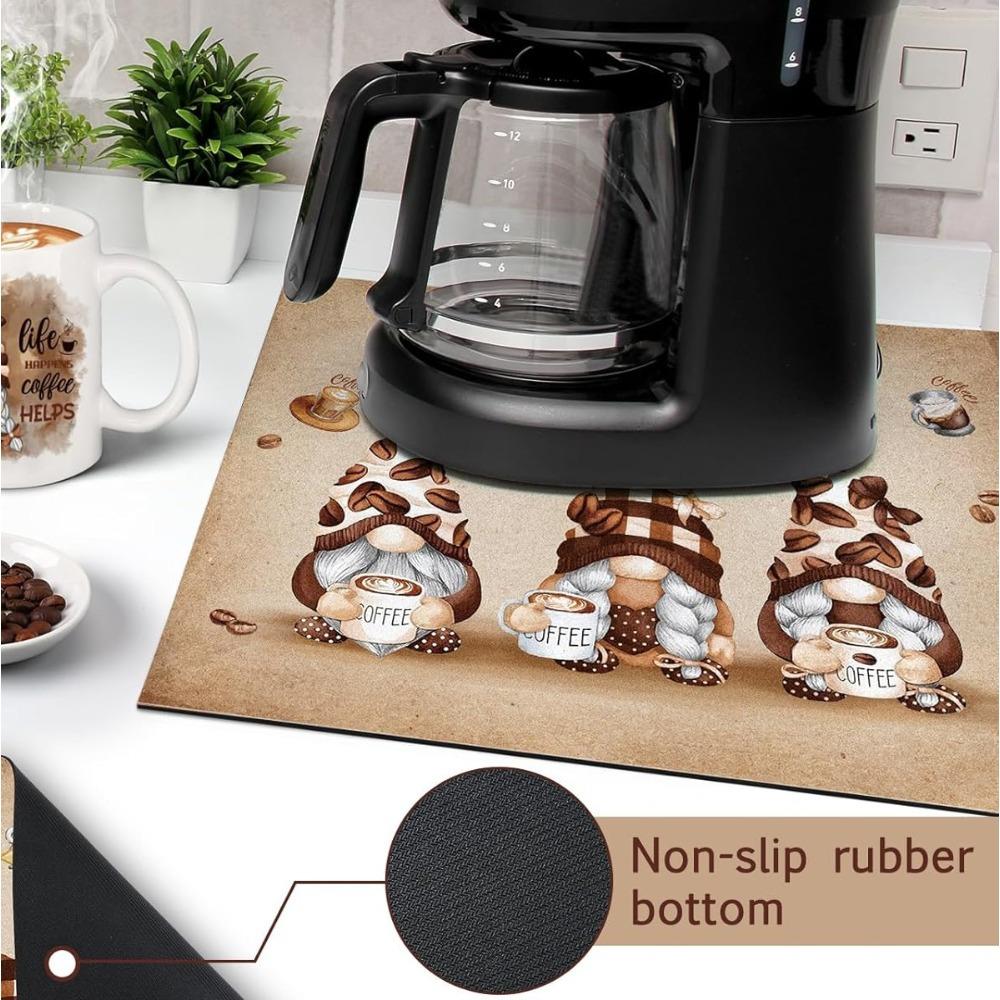 

1 шт. Резиновый коврик для сушки с праздничным гномом для кофейни, ресторана, кухни, ковер, коврик для стола, посуда, прочный диатомовый ил, коврик для стола, коврик для питомца, кофейная посуда 30*40