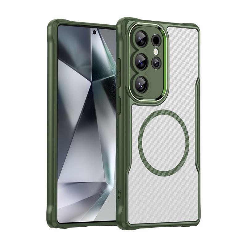 Samsung Galaxy S25 Ultra Case, Magnetic Carbon Fiber Transparent Phone Case Cover for Samsung Galaxy S25 Ultra