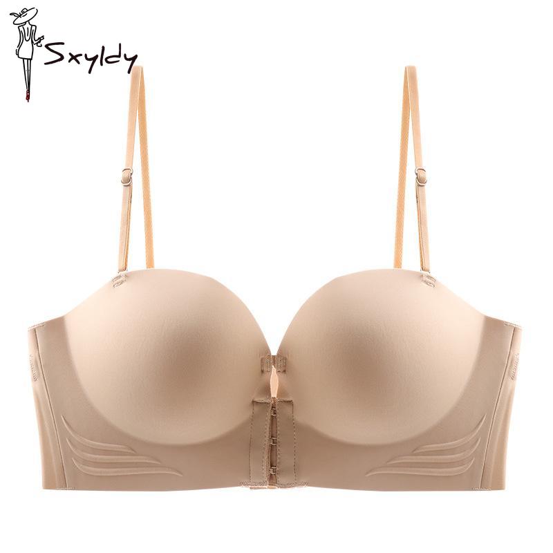 

Бесшовный бюстгальтер с застежкой спереди для женщин, круглая чашка, нескользящий бюстгальтер пуш-ап, топ-труба, манга, грудь, многофункциональная одежда XL бежевый
