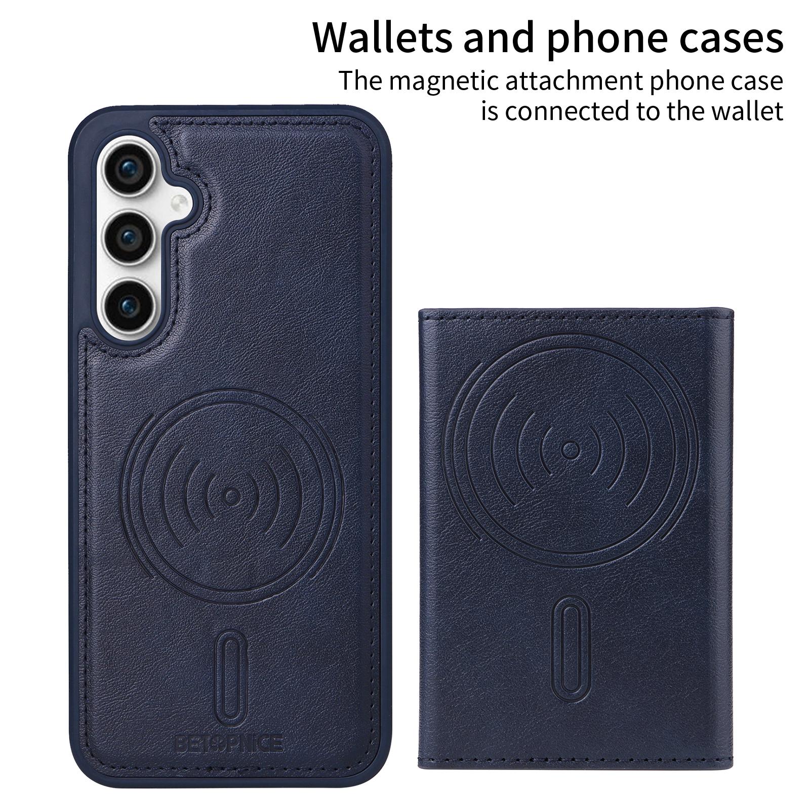 

For Samsung Galaxy S23 FE Magnetic Case BETOPNICE Leather Phone Cover Kickstand with Detachable Card Bag Brown