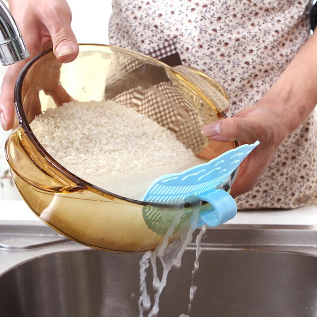 Kitchen Manual Draining Smiling Face Rice Washing Device Clip Type Kitchen Utensil