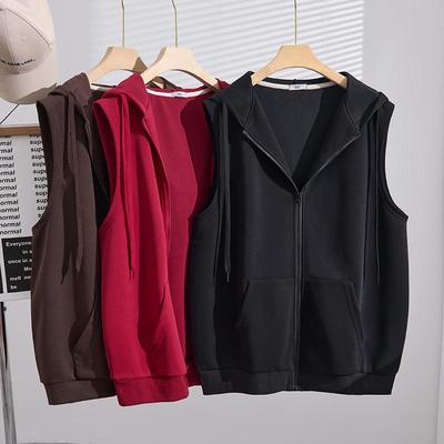 Herbst Neu Übergröße Mit Kapuze Koreanischer Stil Schlankmachend Locker Lässig Weste Jacke S5660