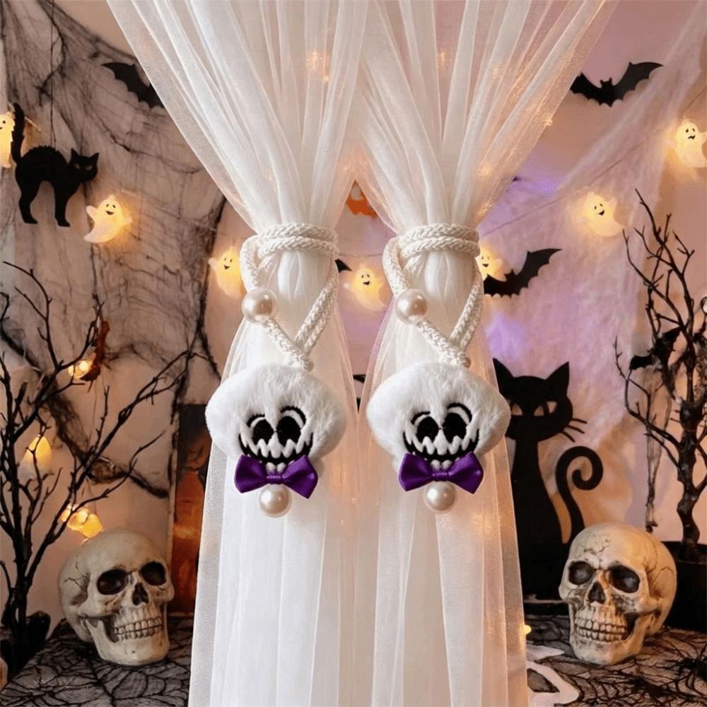 2Pcs Cartoon Halloween Curtain Ties Cute Ghost Curtain Buckles  Holiday Decoration
