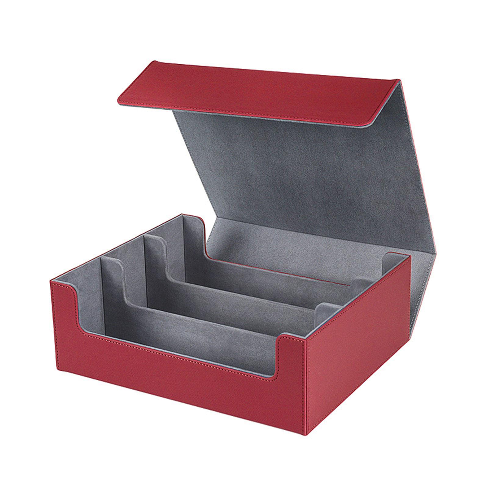 PU Leather Storage Case with Dividers Versatile Card Collection Organizer Containers Muti-Functional Magnetic Deck Box