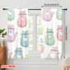 2pcs  2D plane printing Window Curtain Pastel Cats Design Polyester (without rod) Festive Ldeal for Bedroom   Living Room