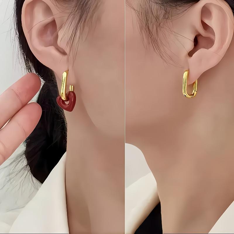 Retro Romantyczne Kolczyki Wiszące z Serduszkiem w Kolorze Wina Dla Kobiet Impreza Weselna Dziewczęce Modna Biżuteria Akcesoria na Prezent Świąteczny