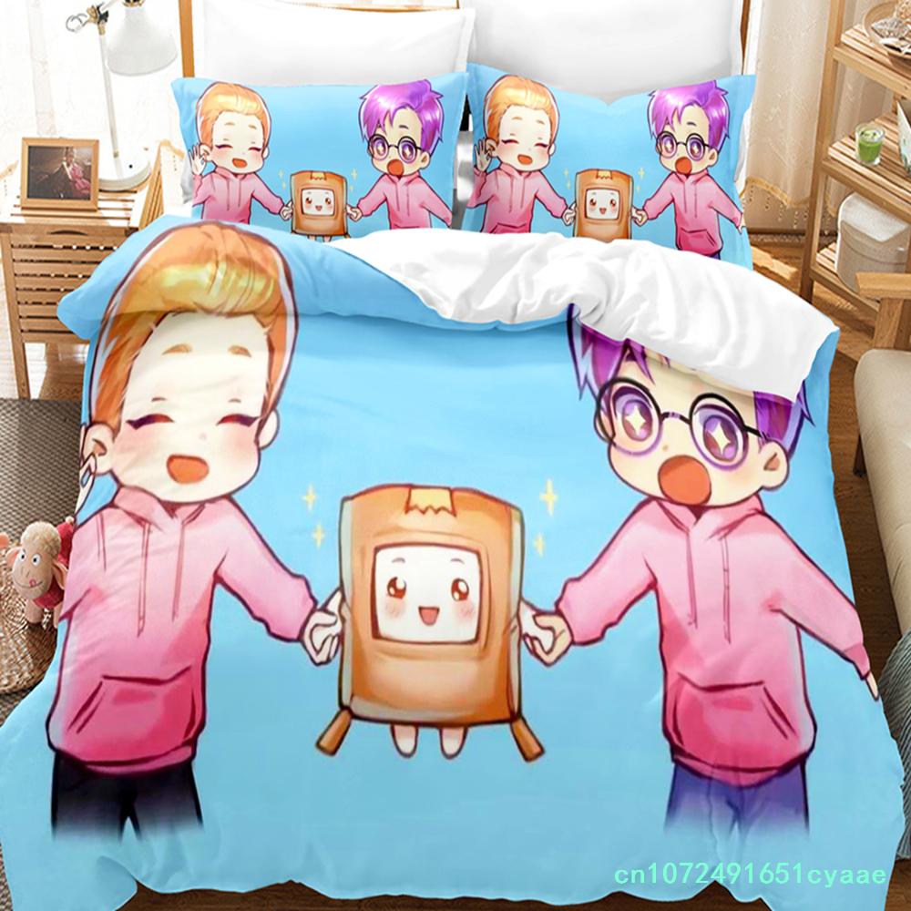 3D Lankybox Bettwäschesets Bettbezug-Set mit Kissenbezug Einzelbett Doppelbett Queen-Size King-Size Bettwäsche