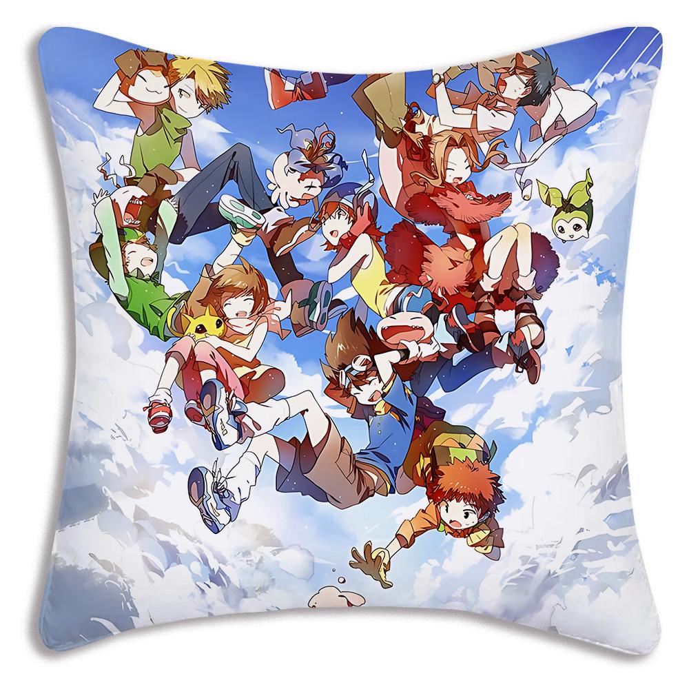 Anime For D-Digimons Pillow Covers Cartoon Sofa Decorative Home Double-sided Printing Short Plush Cute Cushion Cover