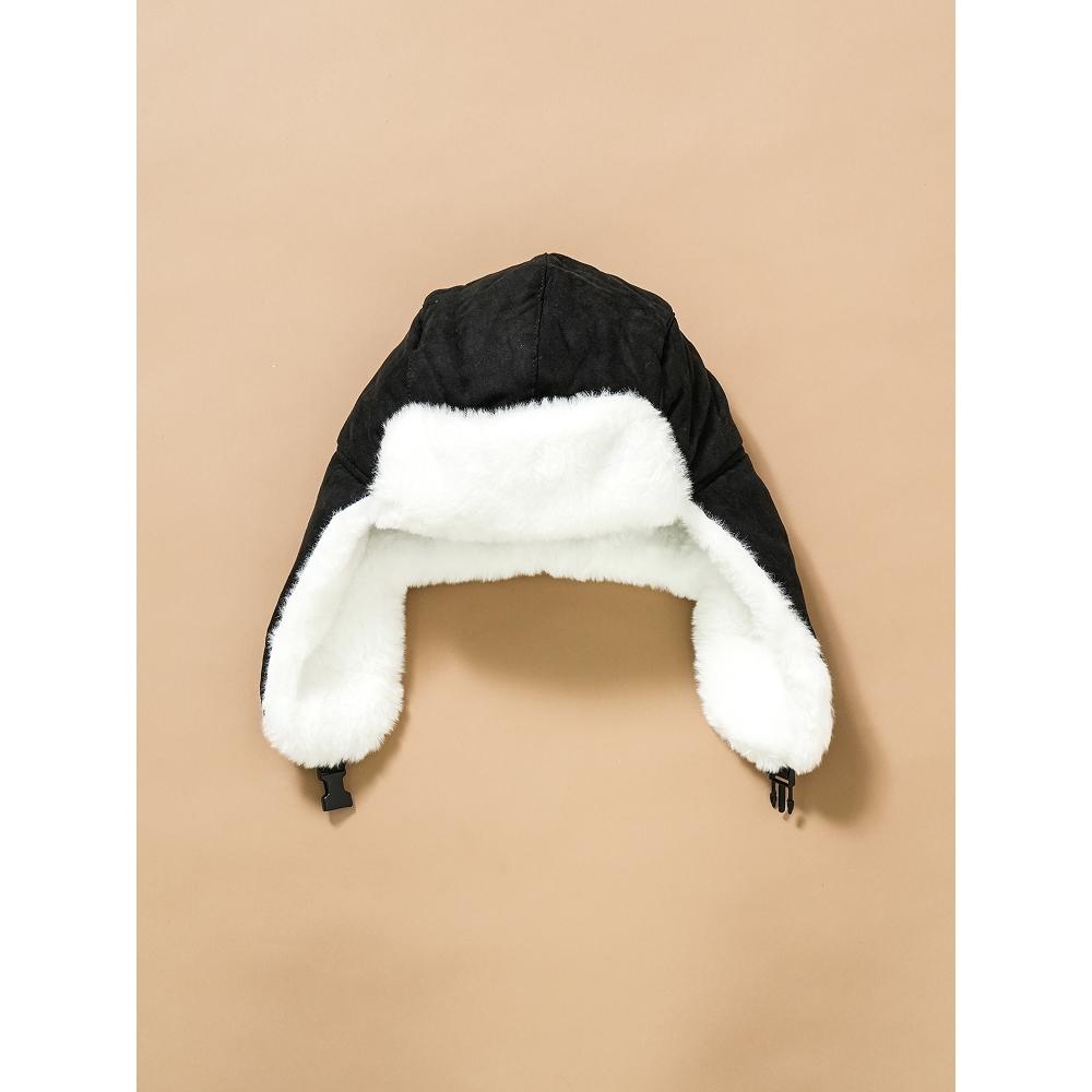 Daiso Solid Color Fur Night Hat Black
