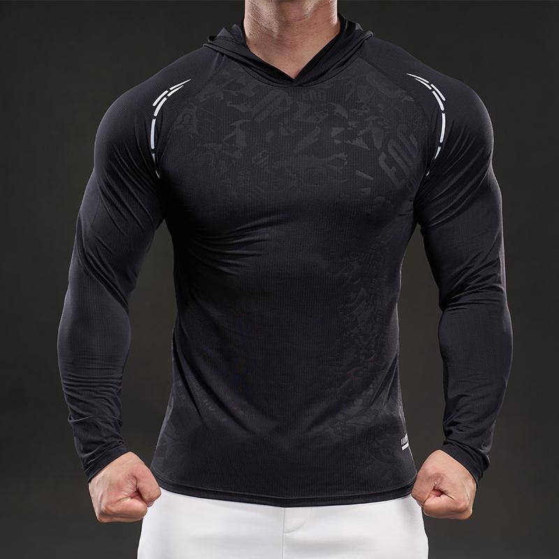 New Quick-drying Ice Silk Long-sleeved T-shirt Men's Casual Sports Elastic Fitness Outdoor T-shirt Top Men