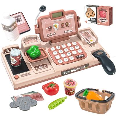 Button Moon Cash Register Toy: Scan and Shop! Perfect for Pretend Play, Shopping, and Role-playing. Includes a Calculator and US Dollar Bills. A Great