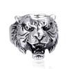 Retro Tiger Head Ring for Men Antique Gothic Adjustable Open Ring Alloy Zinc Alloy Plated Zircon Punk Rock Hiphop Accessories Gift