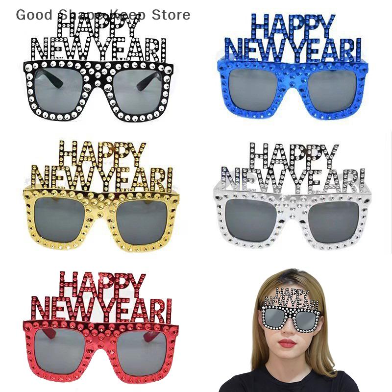 Funky Glasses For Christmas 2026 And New Year's Gifts HAPPY NEW YEAR Decorative Glasses Party Props New Year Party Supplies